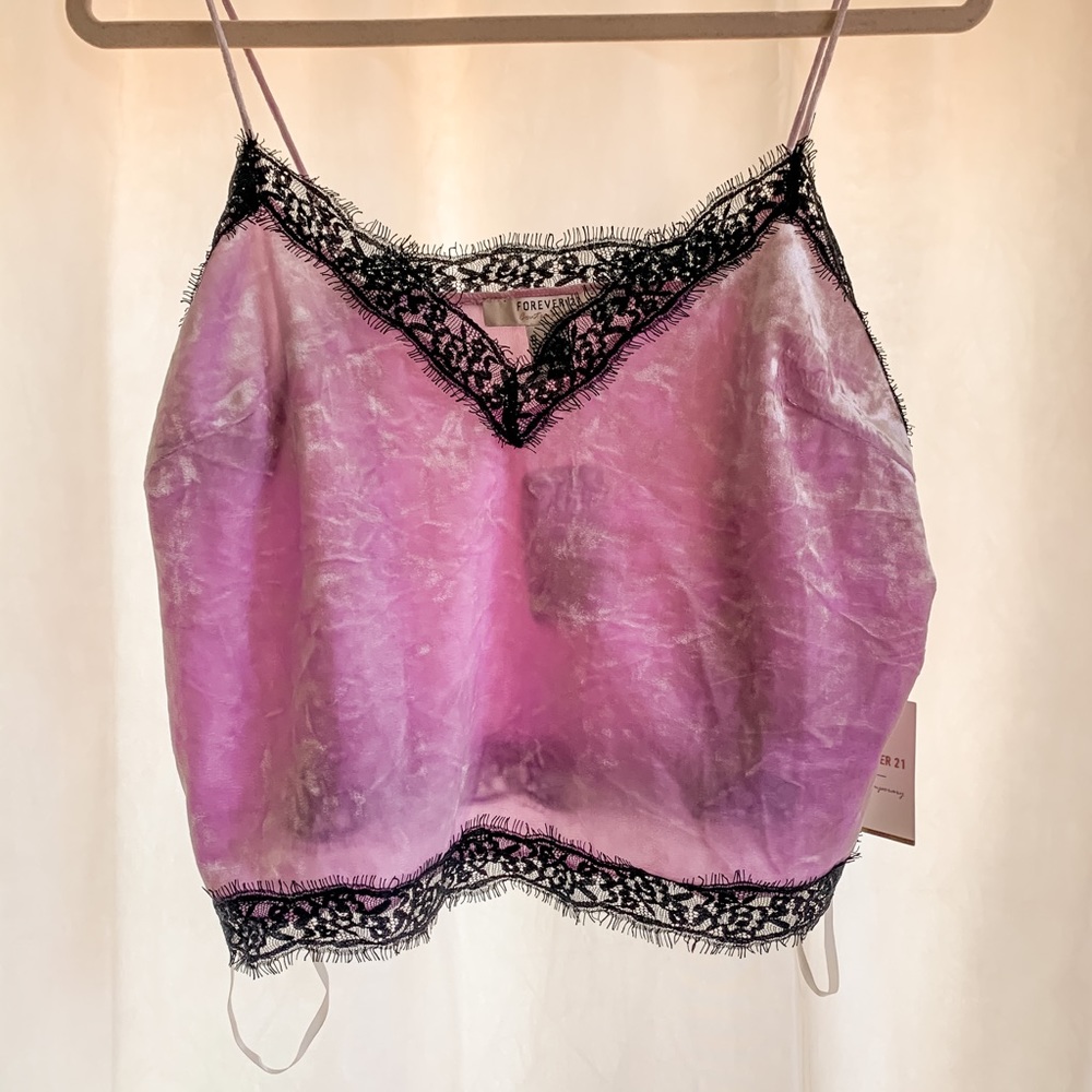 NWT VELVET LACE CROP TOP